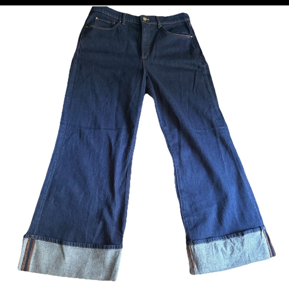 Ann Taylor Indigo cuffed palazzo Jeans - Picture 2 of 4